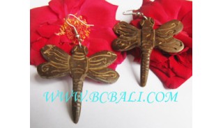 Dragon Fly Wood Earrings Carvings